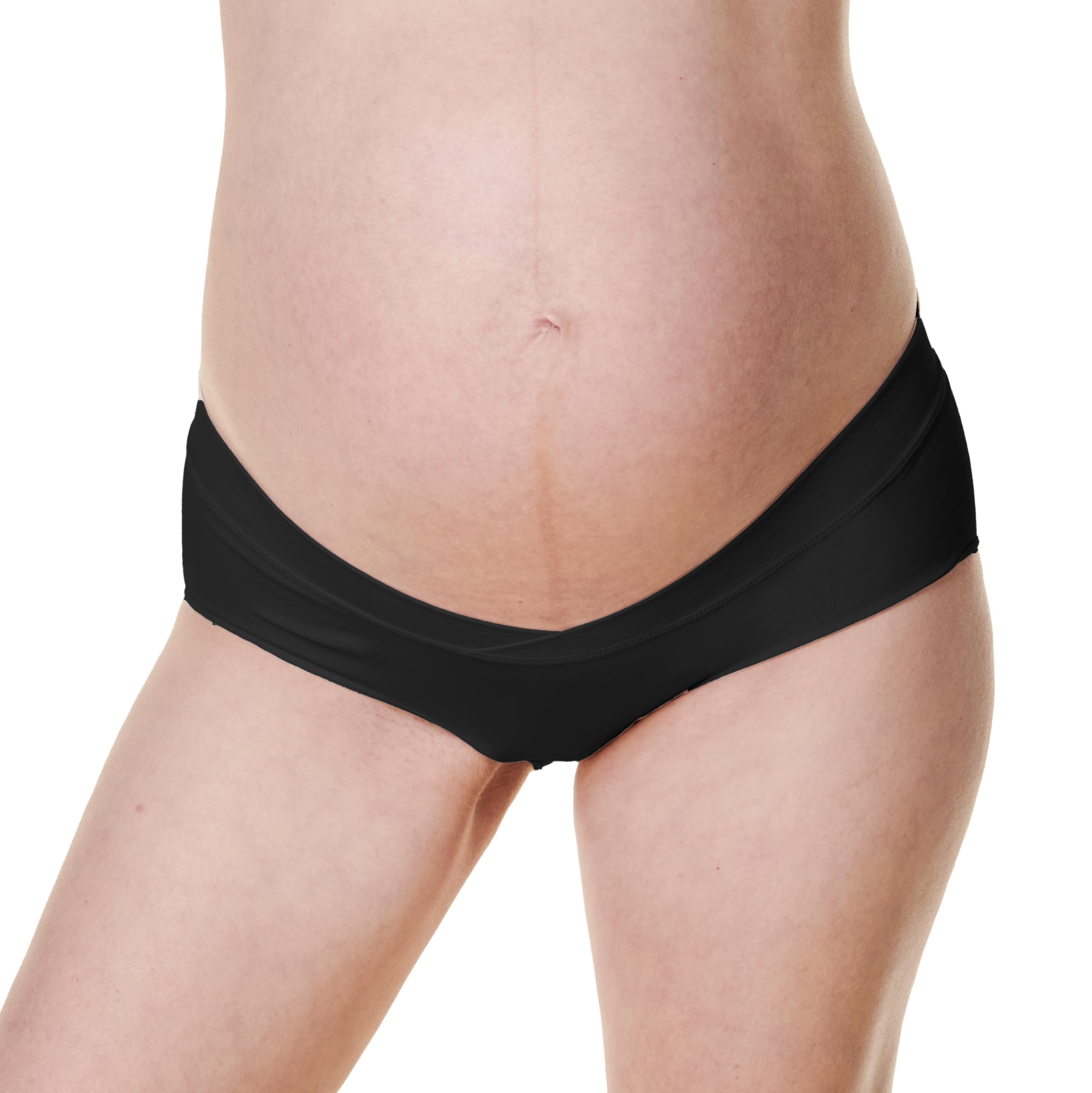 Bravado Designs Maternity Panties, Women's Crossover Seamless Pregnancy Underwear, Black, M/L