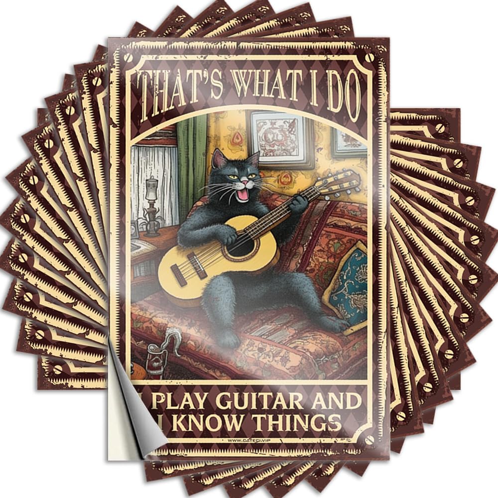 Work Desk Decor Good Decals - Thats What I Do I Play Guitar and I Know Things Removable Decal Water Easy Peel for Tiki(12X18CM)