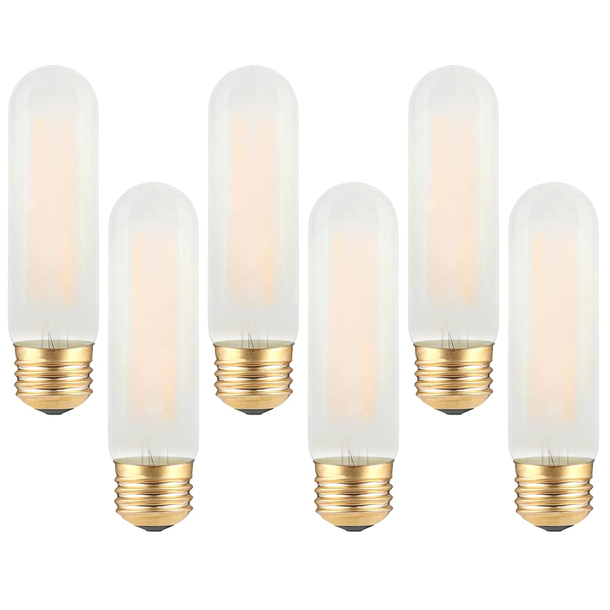 TOKCON Dimmable Frosted T10 LED Bulb, 2W Vintage Glass, 2700K Soft Warm, E26