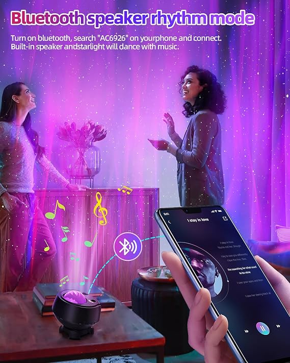 Largest Coverage Area Northern Galaxy Projector,15 Combinations & 60 Light Effects Star Projector for Bedroom,Aurora Night Light with Bluetooth Speaker,Timer [Energy Class F]