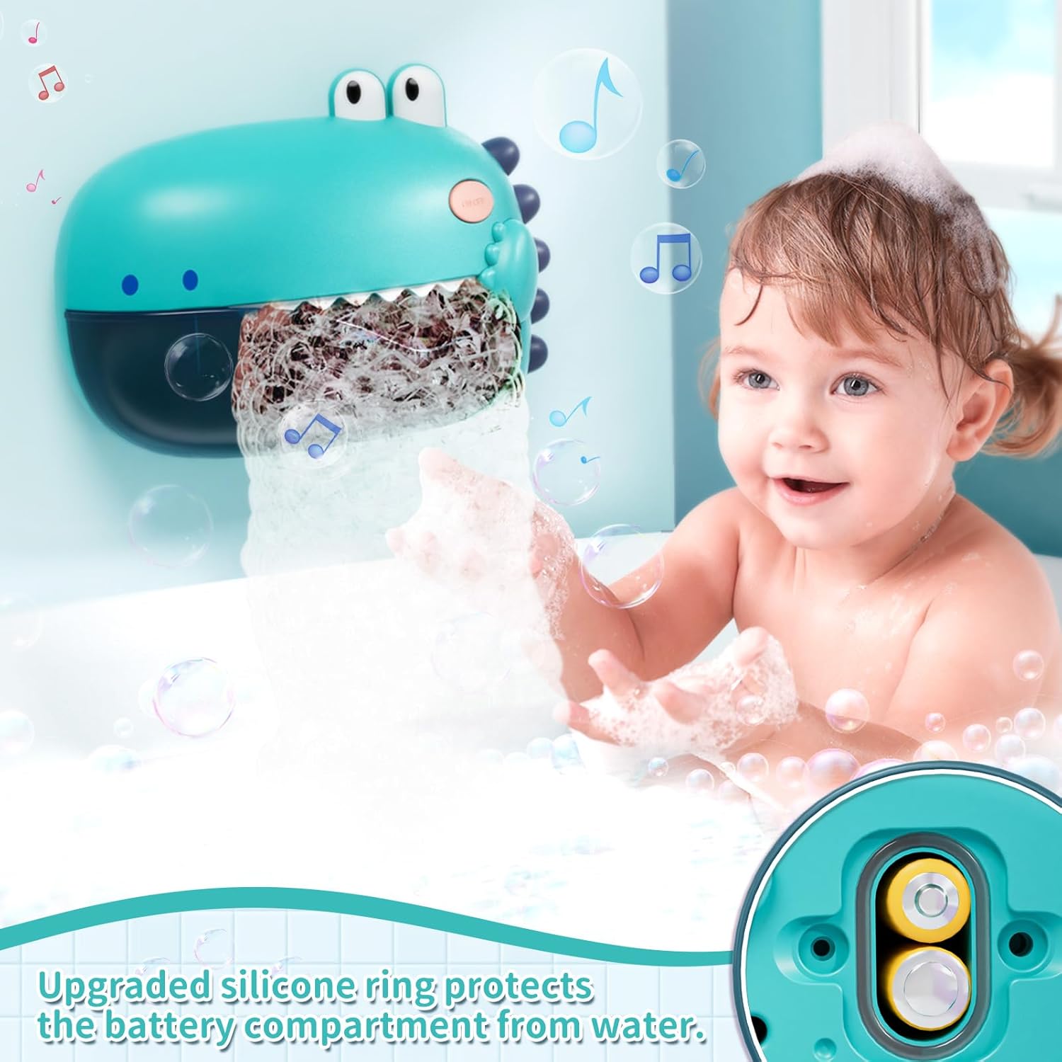 Lehoo Castle Toddler Bath Toys, Bath Bubble Machine, Dinosaur Bath Toys for Kids Ages 1-3, Bubble Maker for Bathtub, Toys for Boys Girls