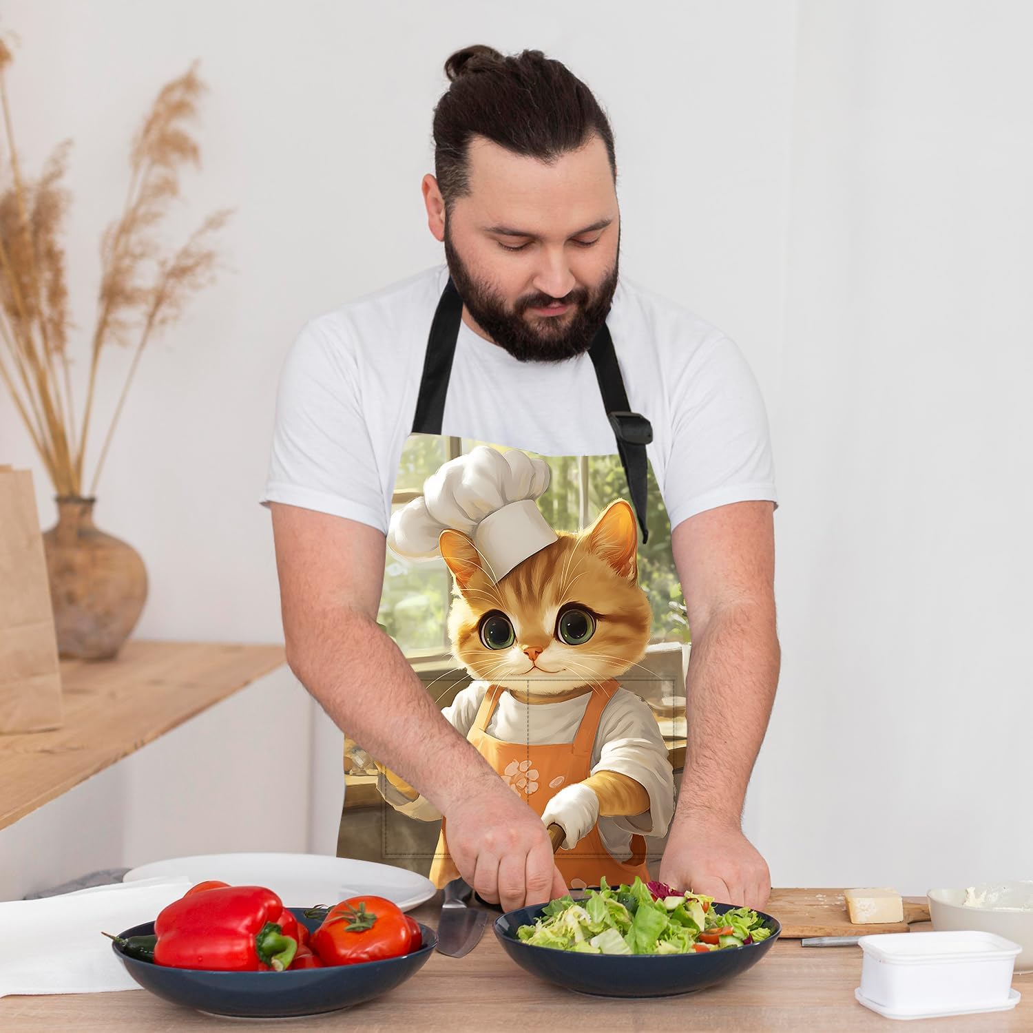 ANNA QUEEN Funny Apron for Women Men with Pockets, Adjustable Kitchen Chef Aprons for Cooking Baking Gardening Cute Apron