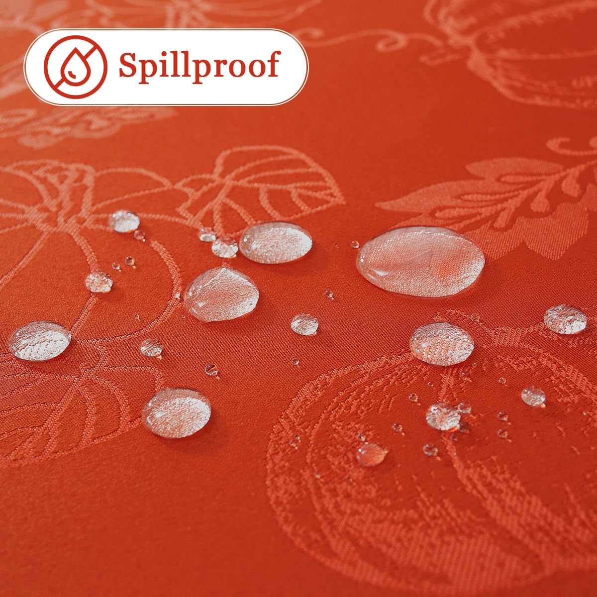 SASTYBALE Thanksgiving Tablecloths for Rectangle Tables Jacquard Fall Table Cloth with Pumpkins and Vines Stain Resistant Table Cover for Autumn Harvest, Dining, Party Decor (60 x 120 Inch, Red Rust)