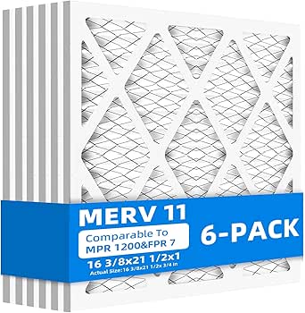 Aerostar 16 1/4x21 1/2x1 MERV 8 Pleated Air Filter, AC Furnace Air Filter, 12 Pack (Actual Size