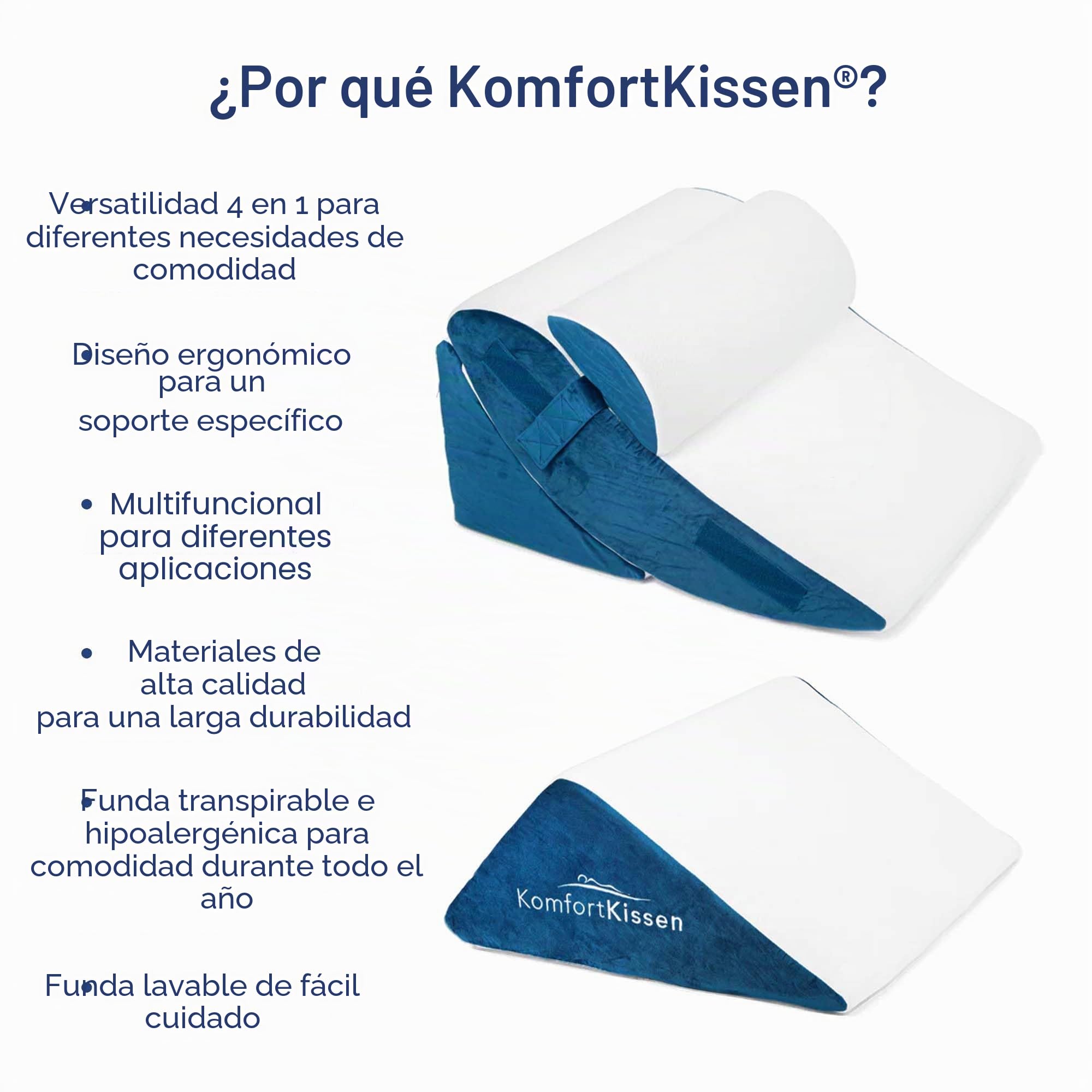 Juego de 4 cojines ergonómicos de cuña, diseño multifunción 12 en 1 con funda extraíble y lavable para dormir y leer