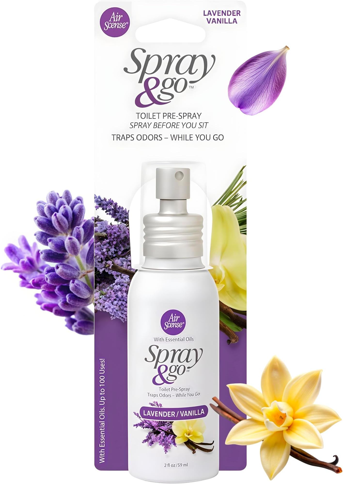 Air Scense Spray & Go Before-You-Sit Toilet Spray, Lavender Vanilla, 2 Fl Oz