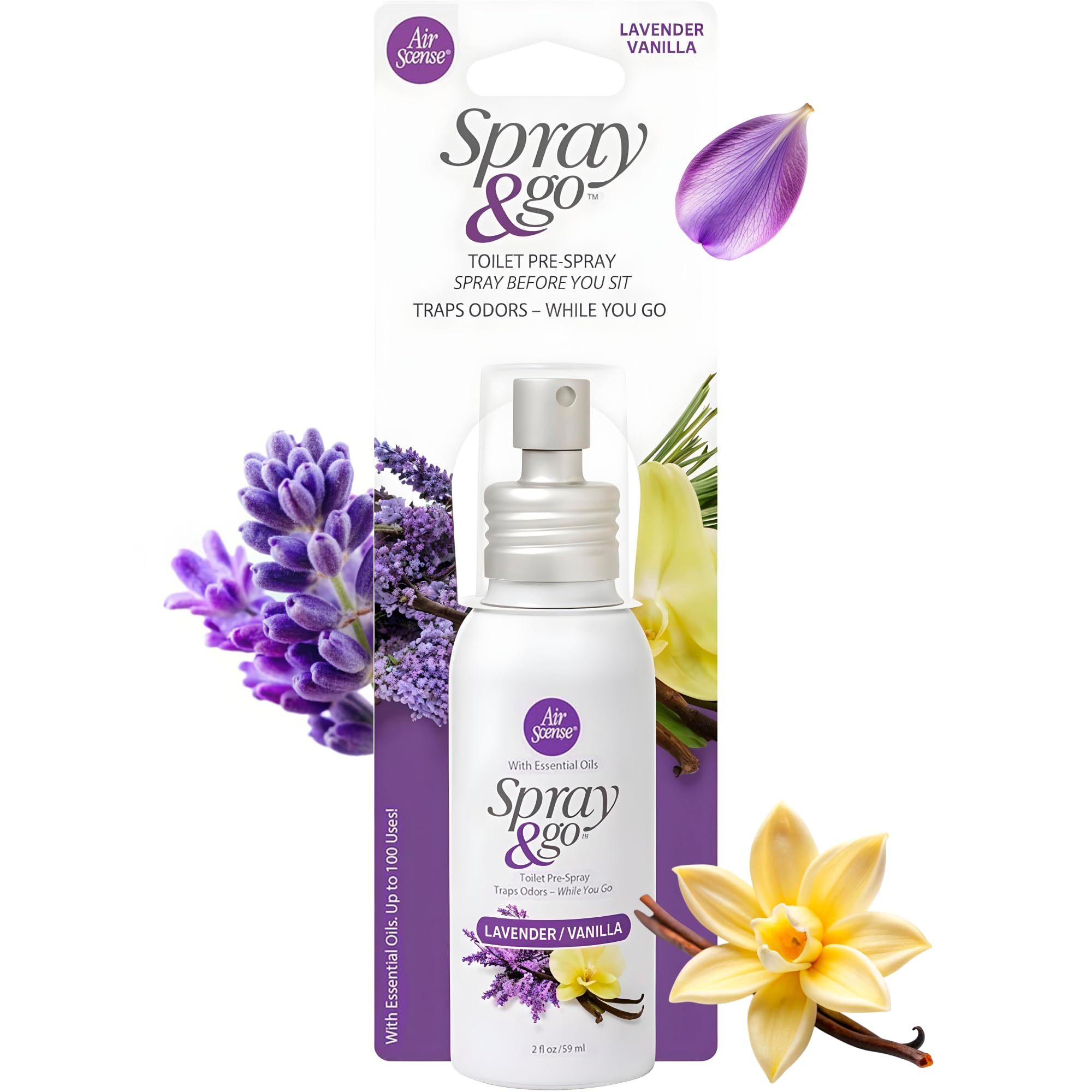 Air Scense Spray & Go Before-You-Sit Toilet Spray, Lavender Vanilla, 2 Fl Oz