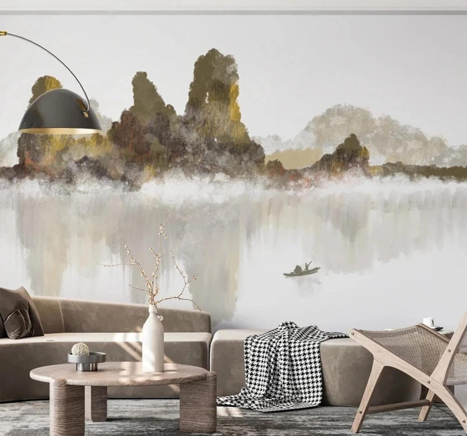 XLMING Retro Hand Drawn Ink Wash Landscape Scenery 3D Wallpaper Luxury Home Dining Decor Paste Sofa Living Room The Wall for Bedroom Mural-150cm×105cm