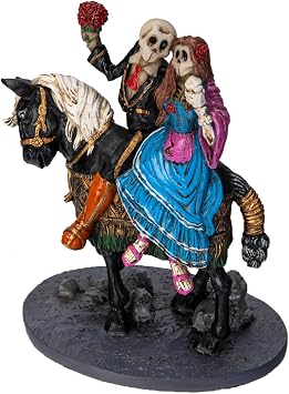 Pacific Giftware Our Special Day, Day of the Dead Skeleton Couple on Horse Figurine by David Lozeau, Hand-Painted Decorative Resin Statue with Base Valentine's Day 6 H