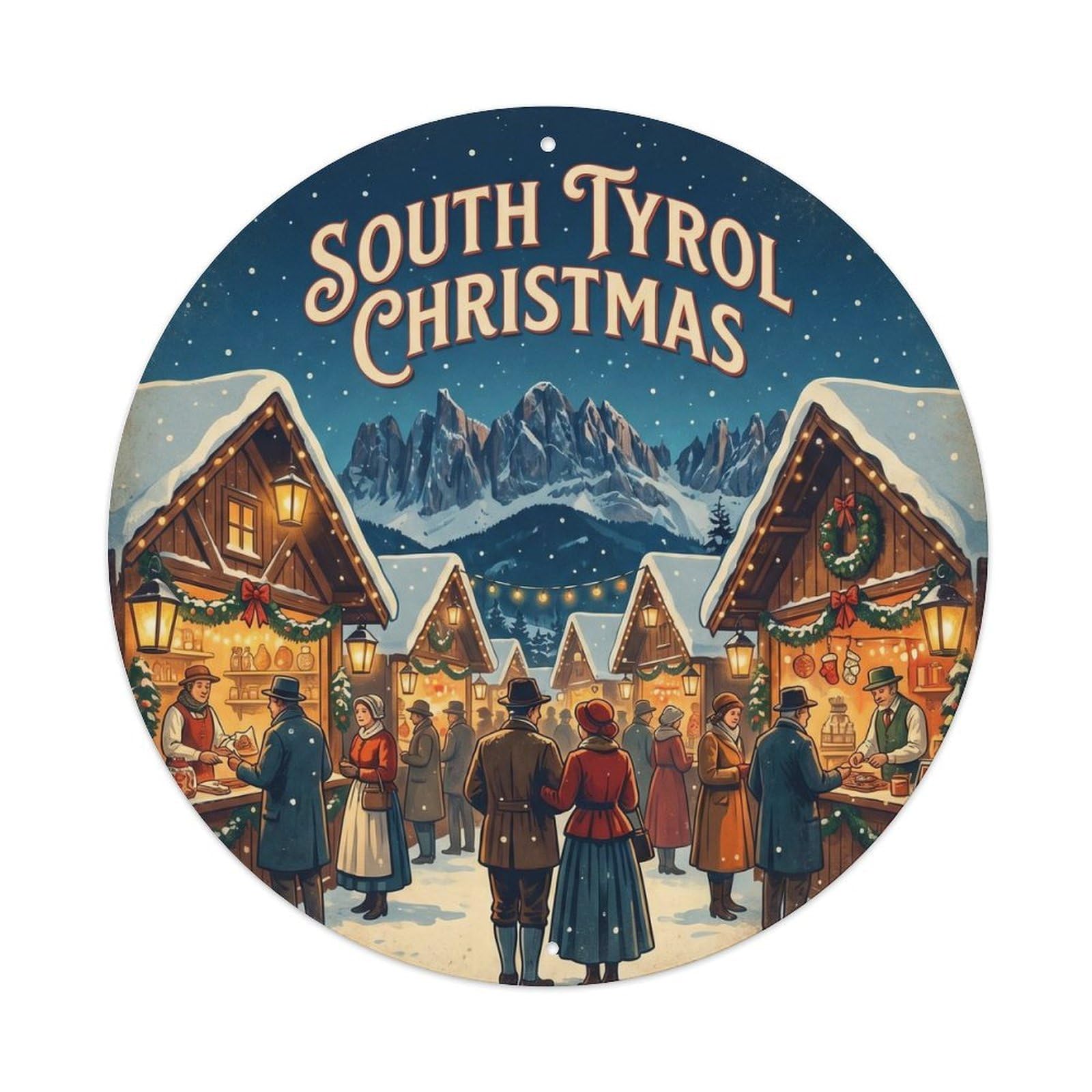 South Tyrol Italy Landmark Travel Christmas Vintage Metal Tin Sign