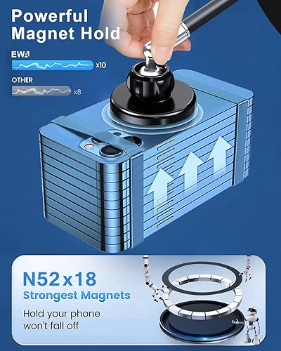 Miniatura 2 de EWA Soporte magnético para teléfono, rotación de 360°, soporte de teléfono celular ajustable para escritorio/mesita de noche/oficina, soporte