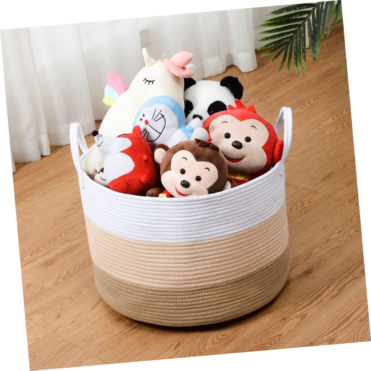 1pc Large Cotton Rope Storage Basket Versatile Laundry Hamper Organizer for Toys Blankets Sundries Neutral Color Multiuse Design for Tidy Homes