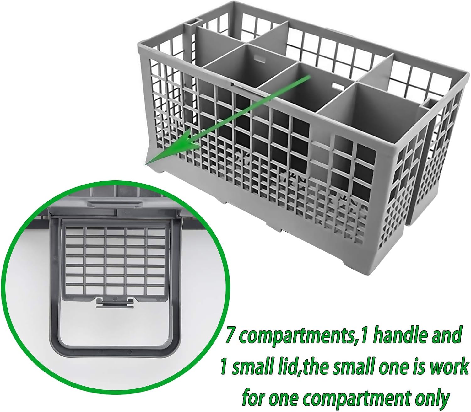 Cenipar Dishwasher Rack Tine Prong Repair End Cover Caps with Dishwasher Cutlery Basket-Universal Basket (9.6" x 5"x 4.8")