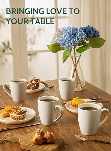 Vista 31 de Sweese. Conjunto de 6 tazas de café de porcelana, 16 onzas, Blanco