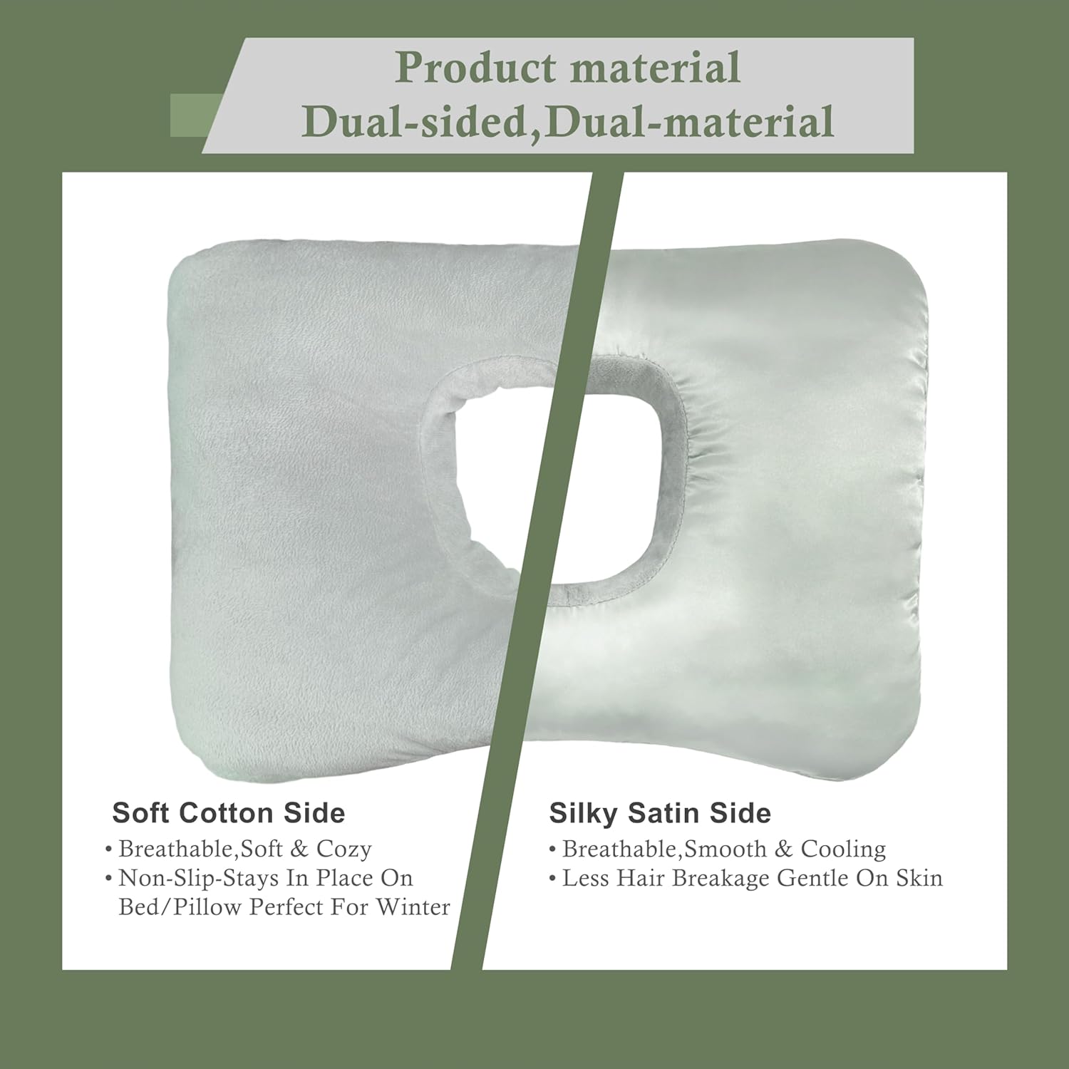 Ear Piercing Pillow for Side Sleepers with Ear-Shaped Hole for Ear Pain, Reversible Satin & Cotton Washable and Adjustable Ergonomic Ear Guard Protector for Side Sleeping