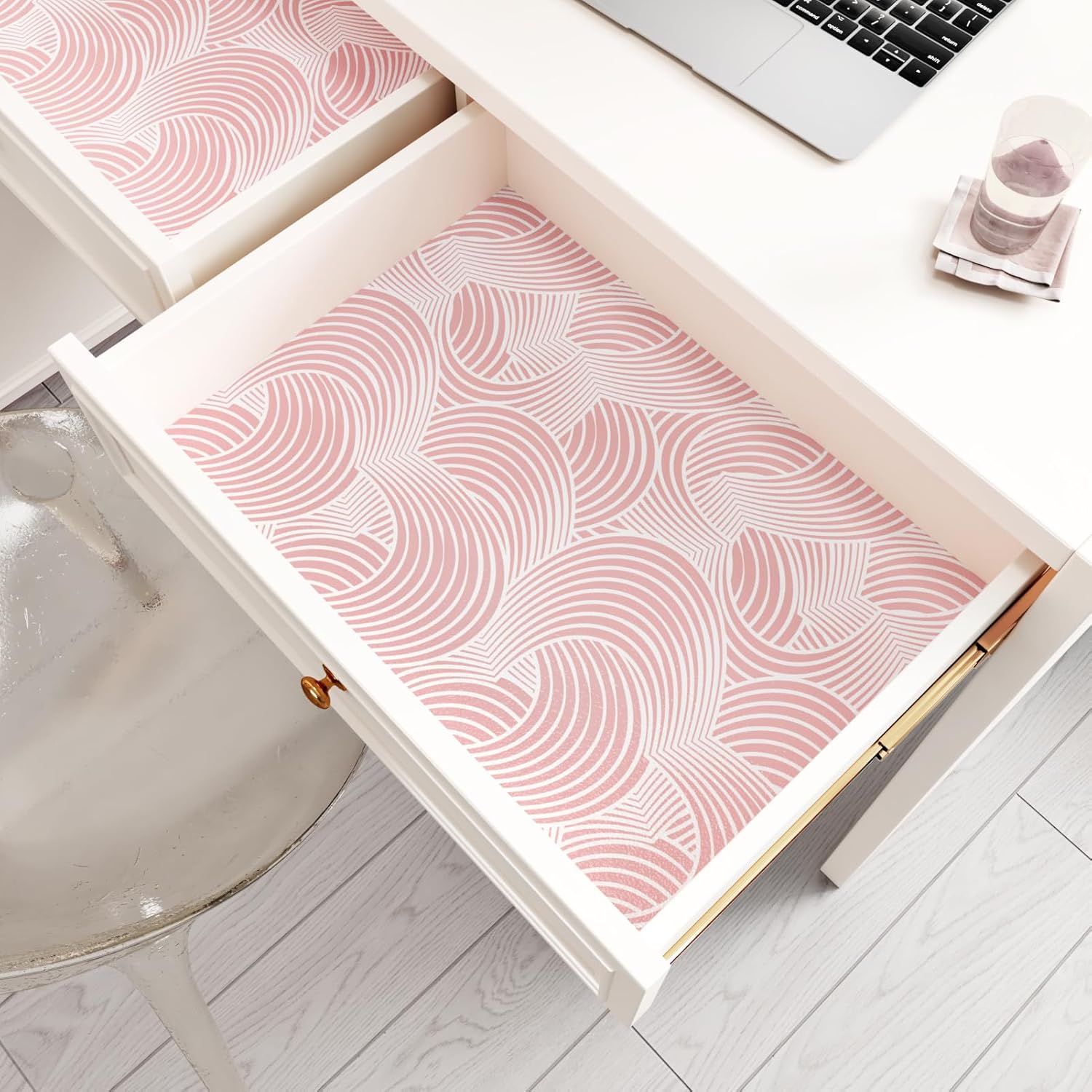 17.5"x102" Pink Geometric Peel and Stick Wallpaper Modern Abstract Wallpaper Pink Contact Paper Self Adhesive Removable for Bedroom Living Room Cabinets Shelf Liner Home Decor