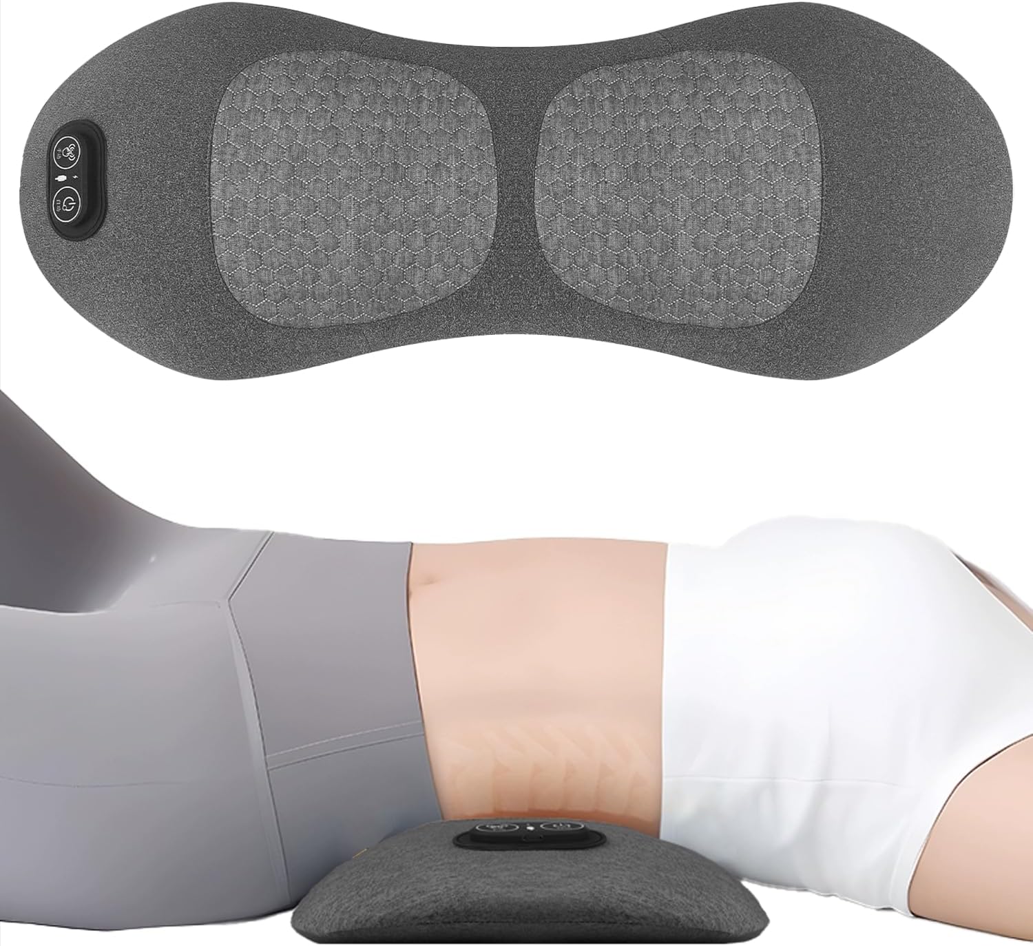 3-in-1 Lumbar Support Pillow with Vibration & Heating & Cervical Traction, Electric Back Massager for Pain Relief Deep Tissue, Lower Back Massager for Bed, Chair and Couch