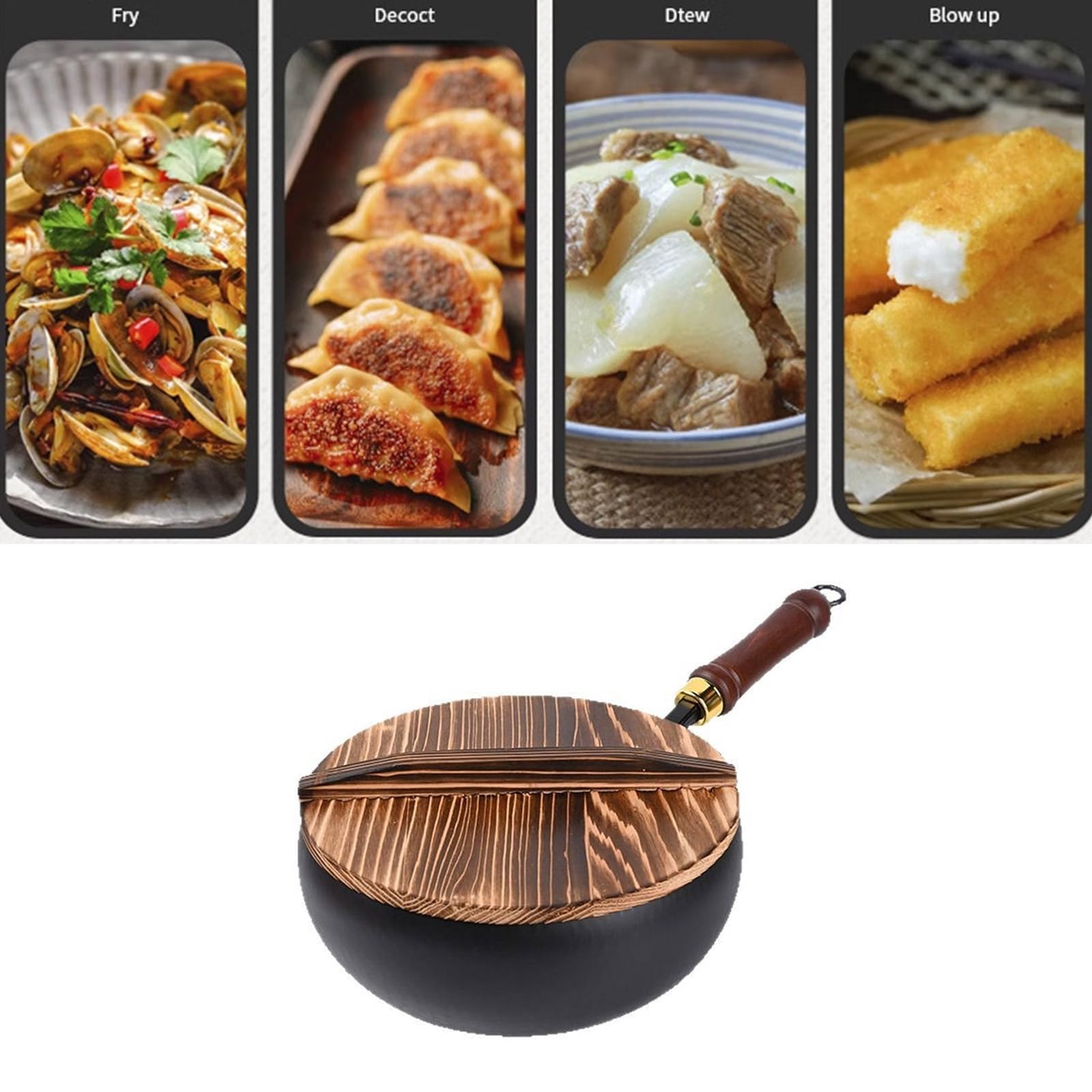 XAGMODSHN Padella professionale in acciaio carbonio con fondo da 24 cm per riscaldamento rapido, soffritto e preparazione dei pasti in famiglia, padelle con finiture lisce