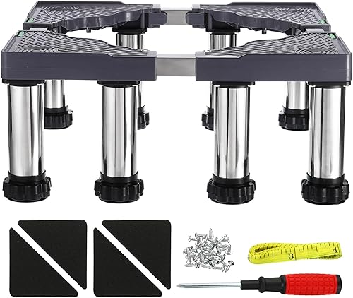 PATIKIL Mini soporte para nevera, 8 pies fuertes, base de soporte de lavandería, bandeja de base ajustable multifuncional, antivibración, para