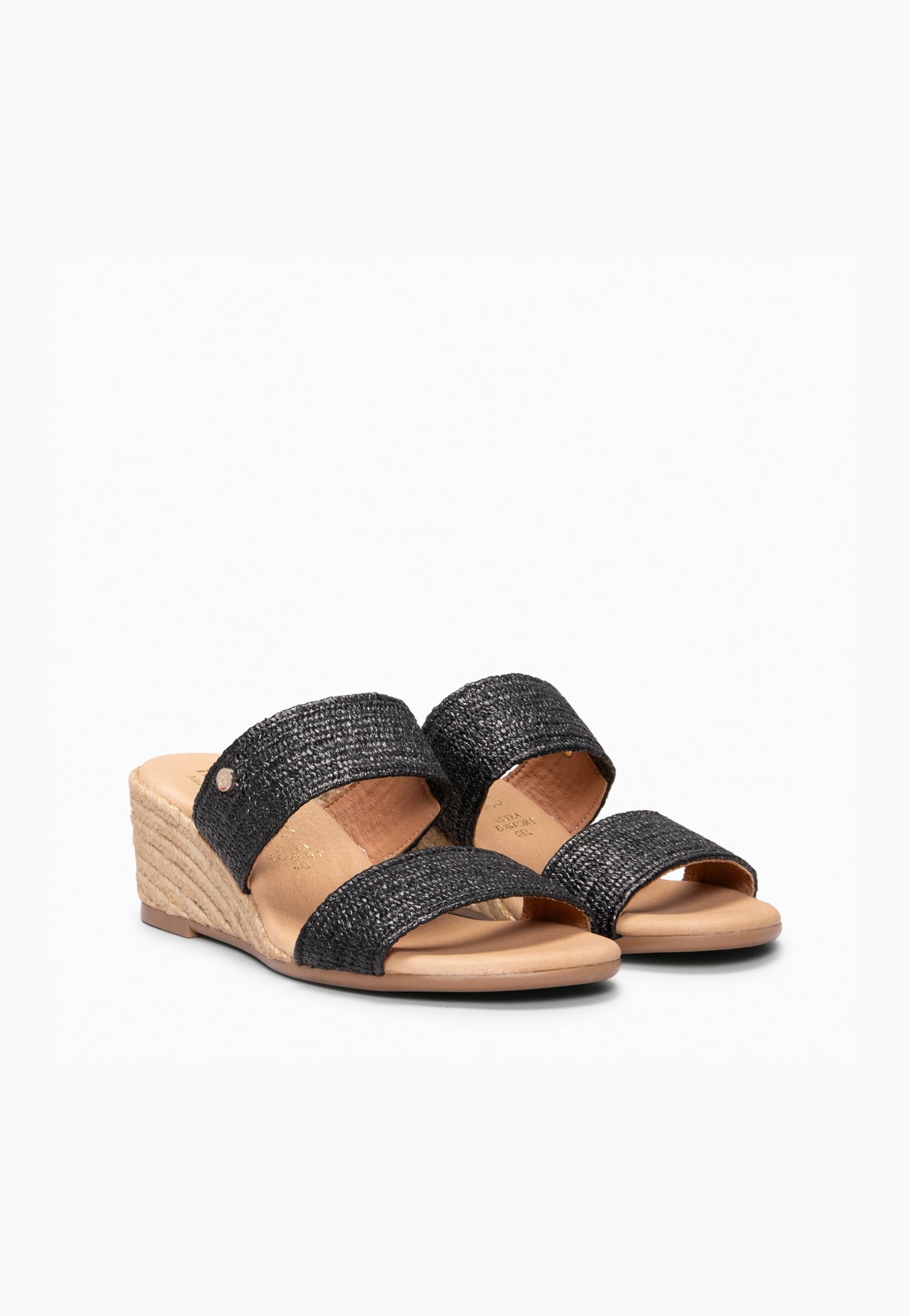 miMaO. Mules à talon compensé de type espadrilles. Fabrication artisanale