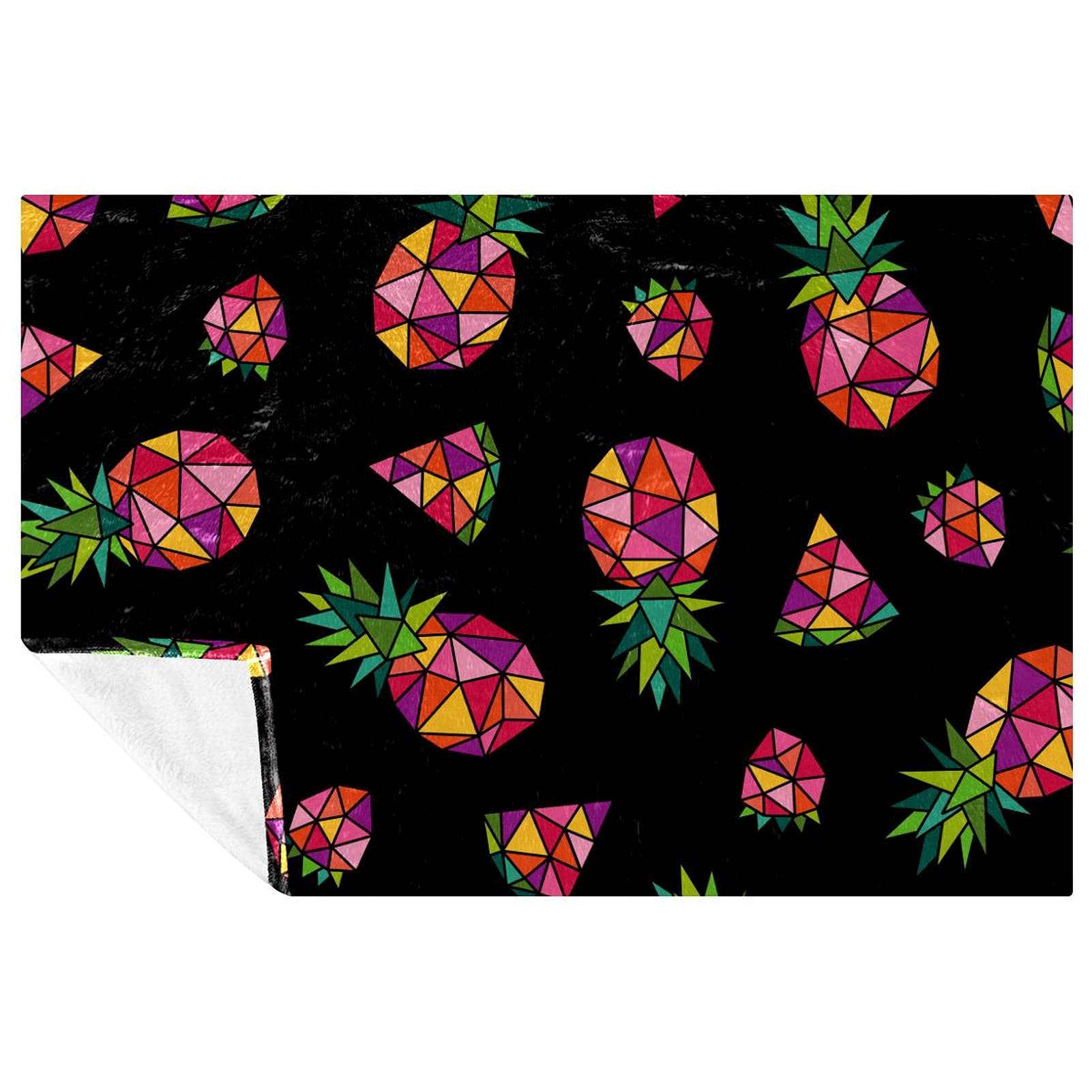 Couverture douce pour pique-nique et camping motif ananas 150x100