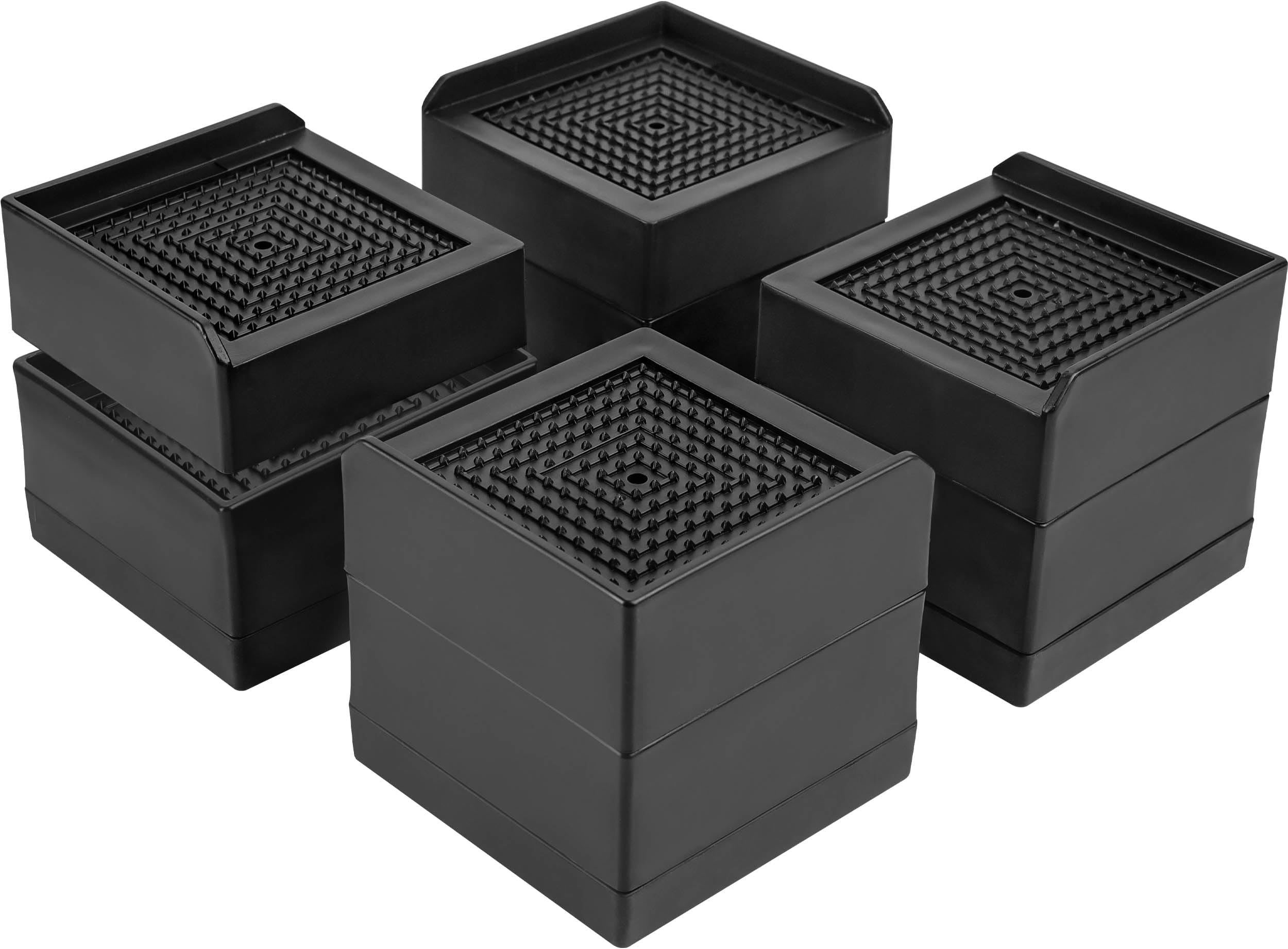 BTSD-home Bed Risers Heavy Duty Adjustable Furniture Risers Elevation in Heights 1 or 3 Inch Bed Frame Lifts Risers for Dorm Beds, Sofas 4 Pack Black Square