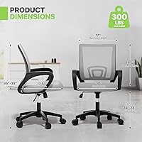 Vista 3 de Magshion Juego de 2 sillas ergonómicas de oficina, silla de escritorio de malla con respaldo medio, silla giratoria ajustable para computadora
