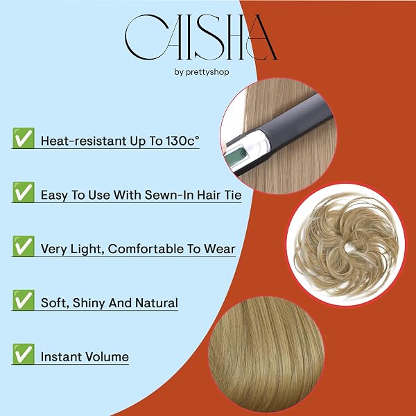 CAISHA XXL Cheveux Cravate Chignons Coiffures De Mariée Volumineux Chignon Désordonné Ondulé Mélange Blond Foncé G25D - 5