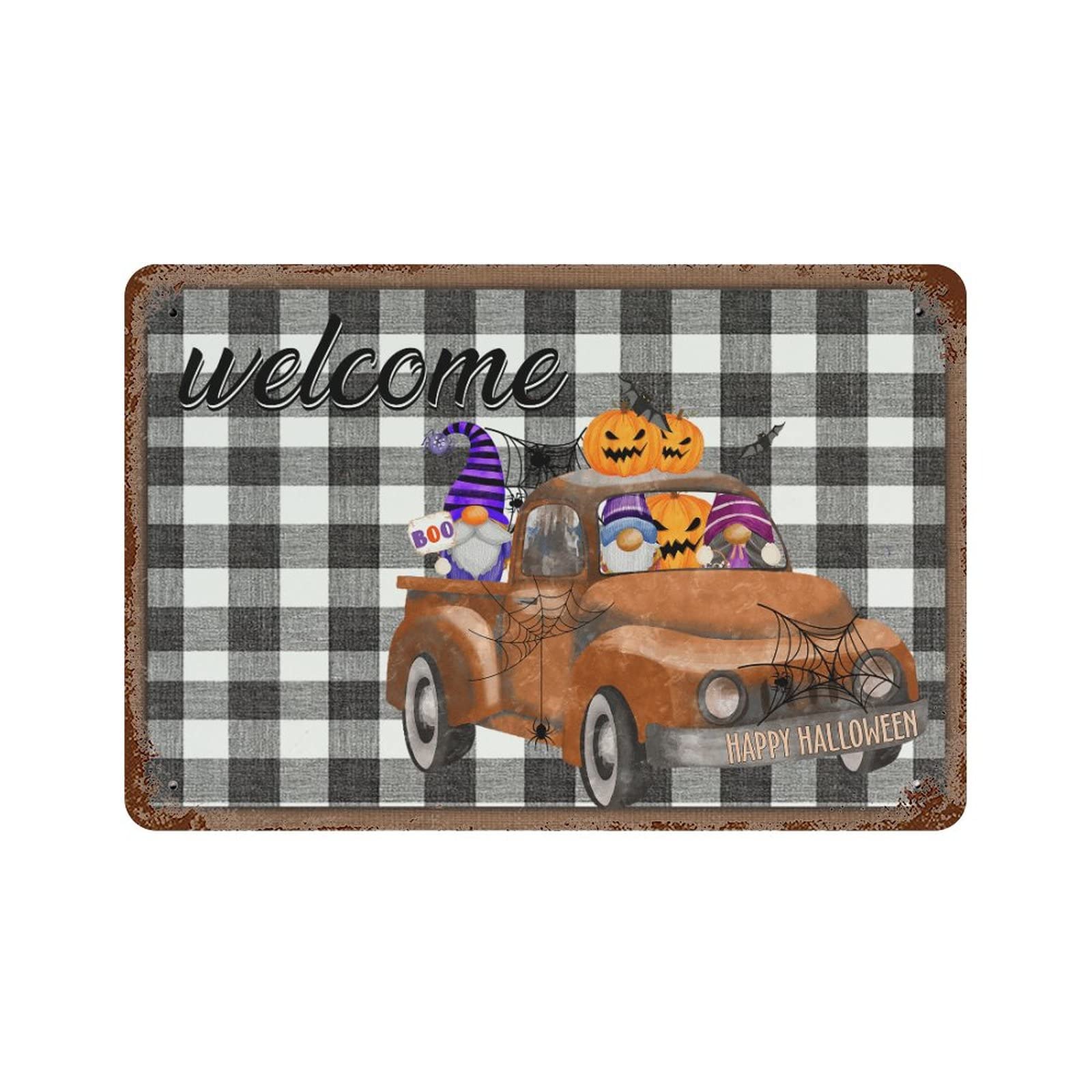 Panneau en métal Welcome Halloween Truck haute résistance 30x45 cm