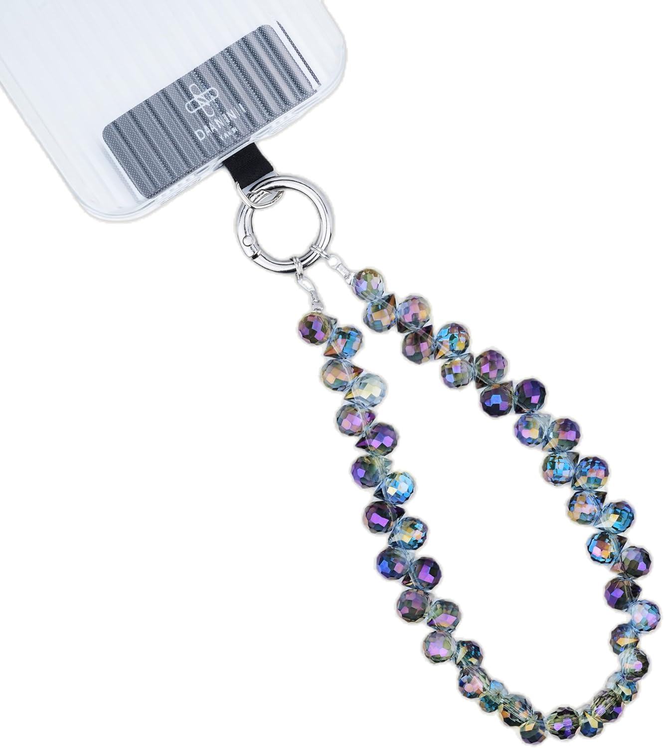 Beaded Phone Wrist Strap Mobile Phone Strap Crystal Wrist Lanyard Detachable Cellphone Wristlet Crystal Bracelet (Amethyst)