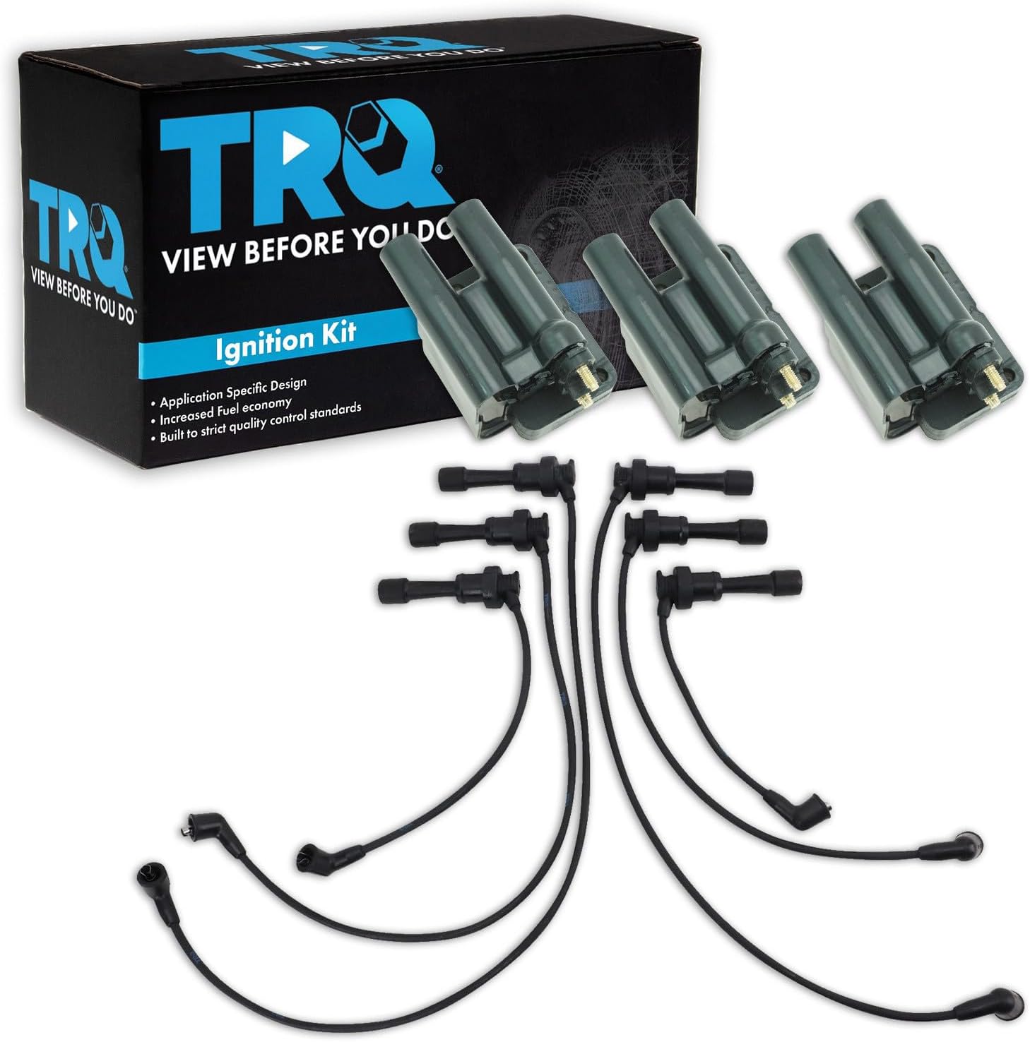 TRQ Ignition Coil Kit 4 Piece Compatible with 1991-1996 Dodge Stealth 1991-1999 Mitsubishi 3000GT 1992-1995 Diamante