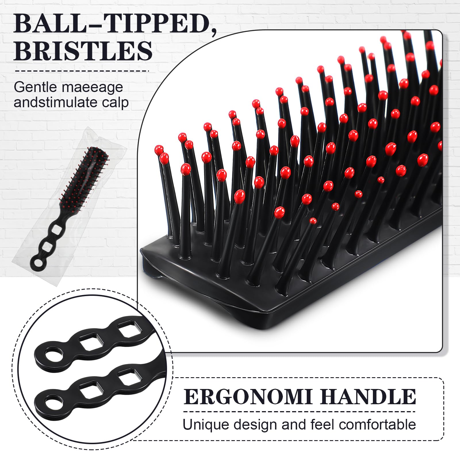400 cepillos de pelo a granel para personas sin hogar, cerdas envueltas individualmente, cepillo de pelo para cabello rizado, adecuado para refugios sin hogar, hotel, hogar de ancianos, iglesia