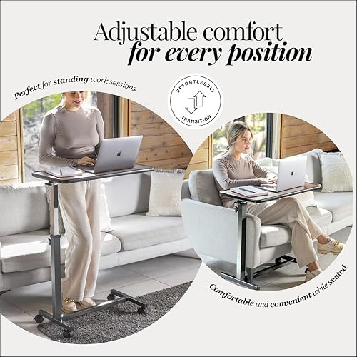 Miniatura 3 de Medical king Mesita de noche ajustable con ruedas, escritorio de cama sobre la cama con ruedas, mesa de hospital para uso en el hospital y el hogar