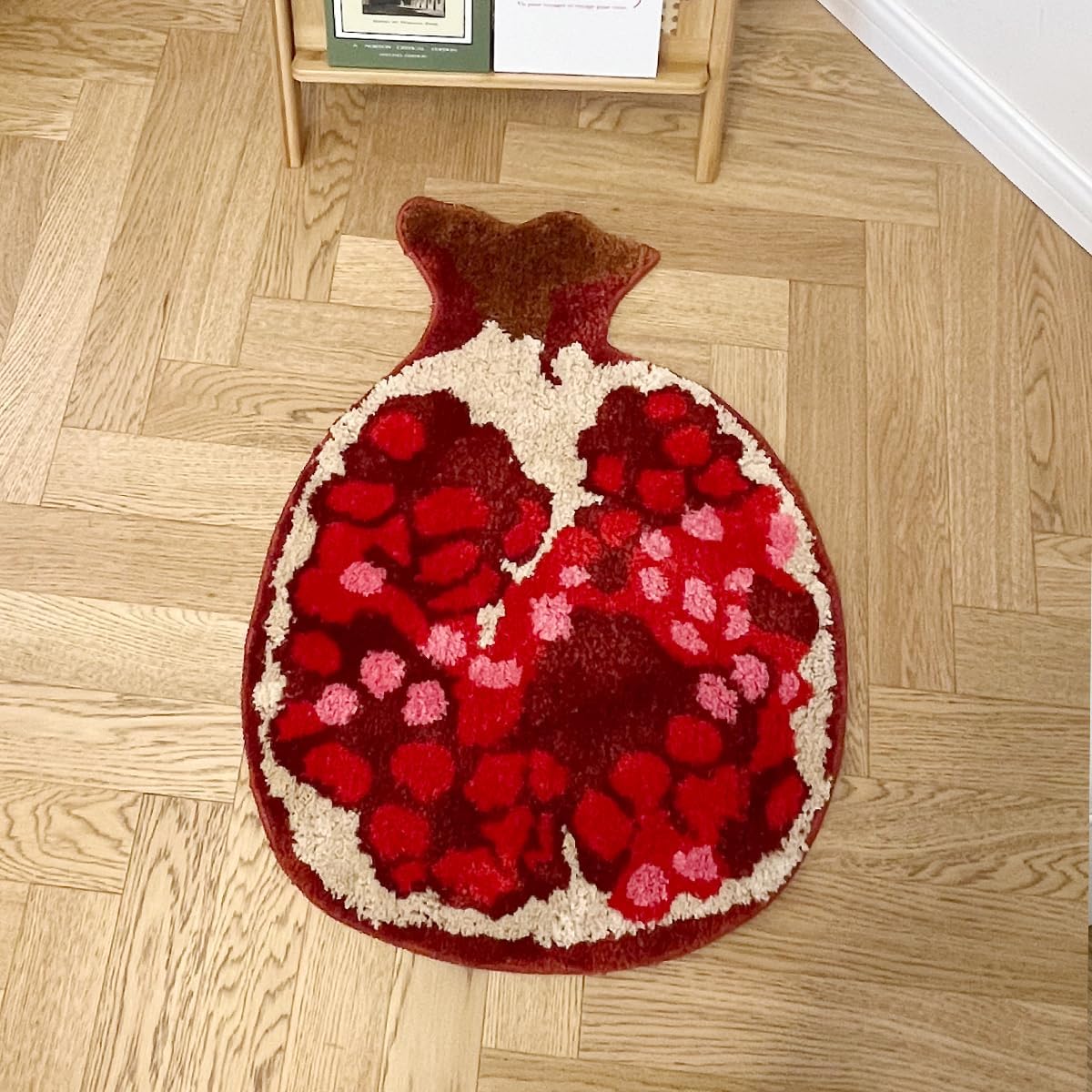 LAKEA Pomegranate Shaped Tufted Rug Decorative Living Room Carpet Bedroom Area Modern Cute Trendy Cool Thickened Luxury Cloakroom Mat (27.6X20.1 inch)
