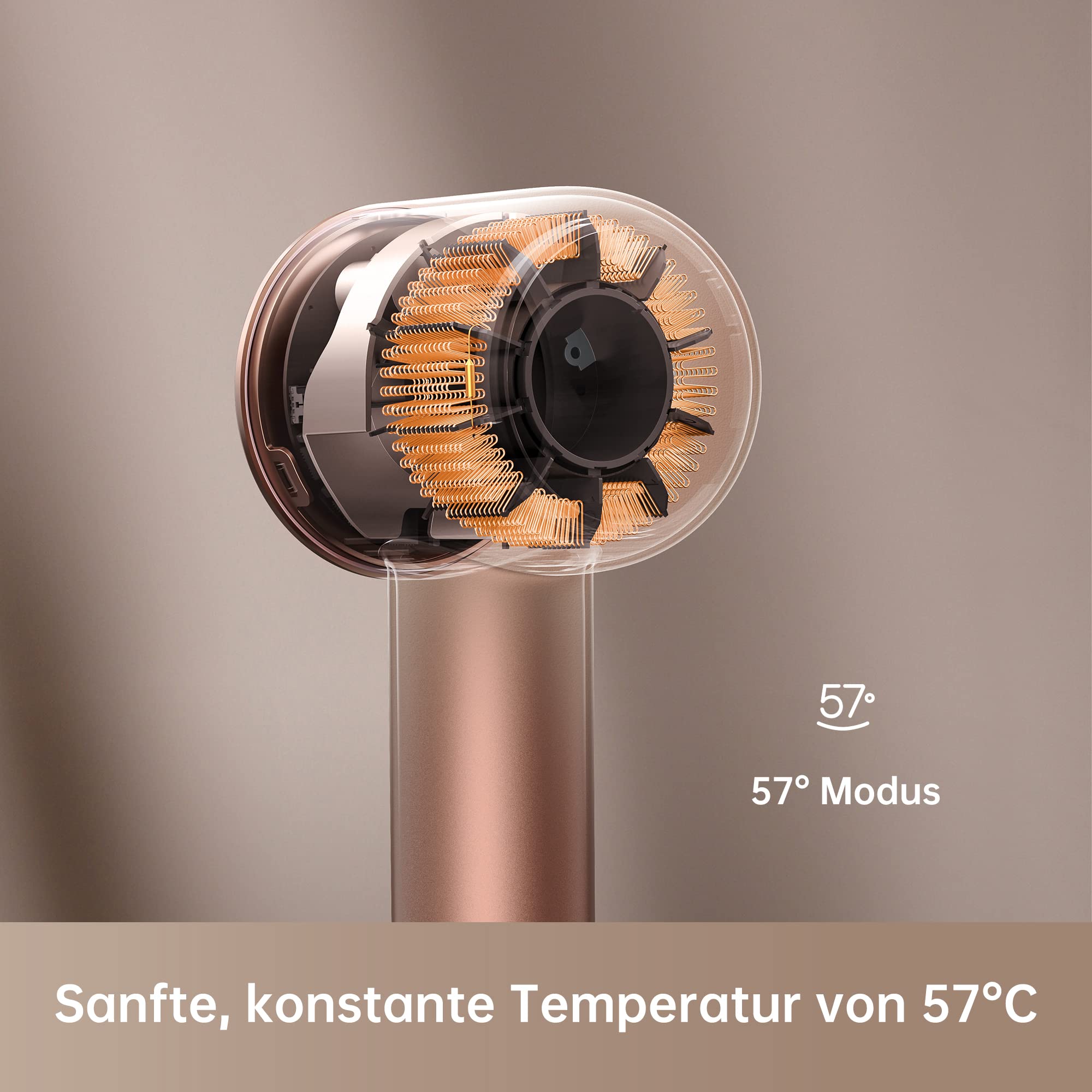 Dreame Hair Glory Haartrockner, trocknet schnell, 110.000 U/min Hochgeschwindigkeit, 70m/s Luftstrom, Negativ-Ionen-Technologie, Temperatur- und Luftgeschwindigkeitsregelung, Rosa