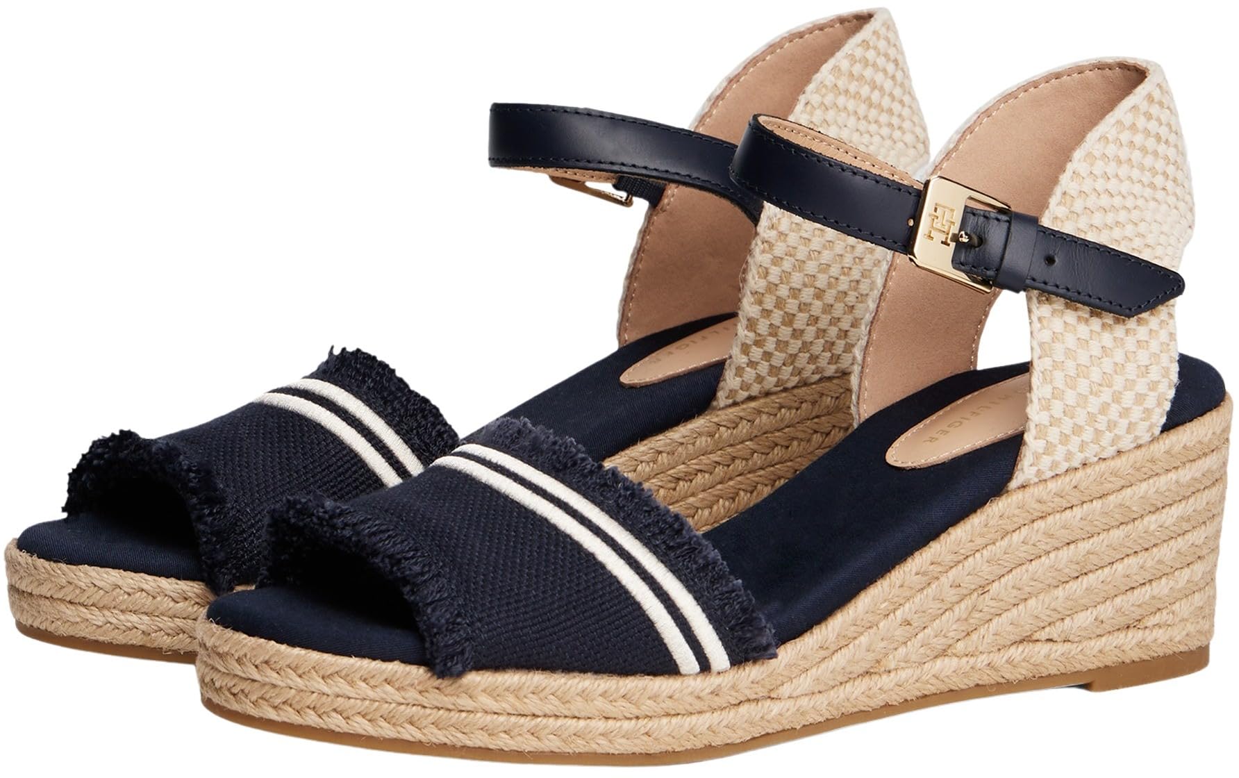 Tommy Hilfiger Alpargatas con cuña Mujer Fringe Canvas con tacón de cuña