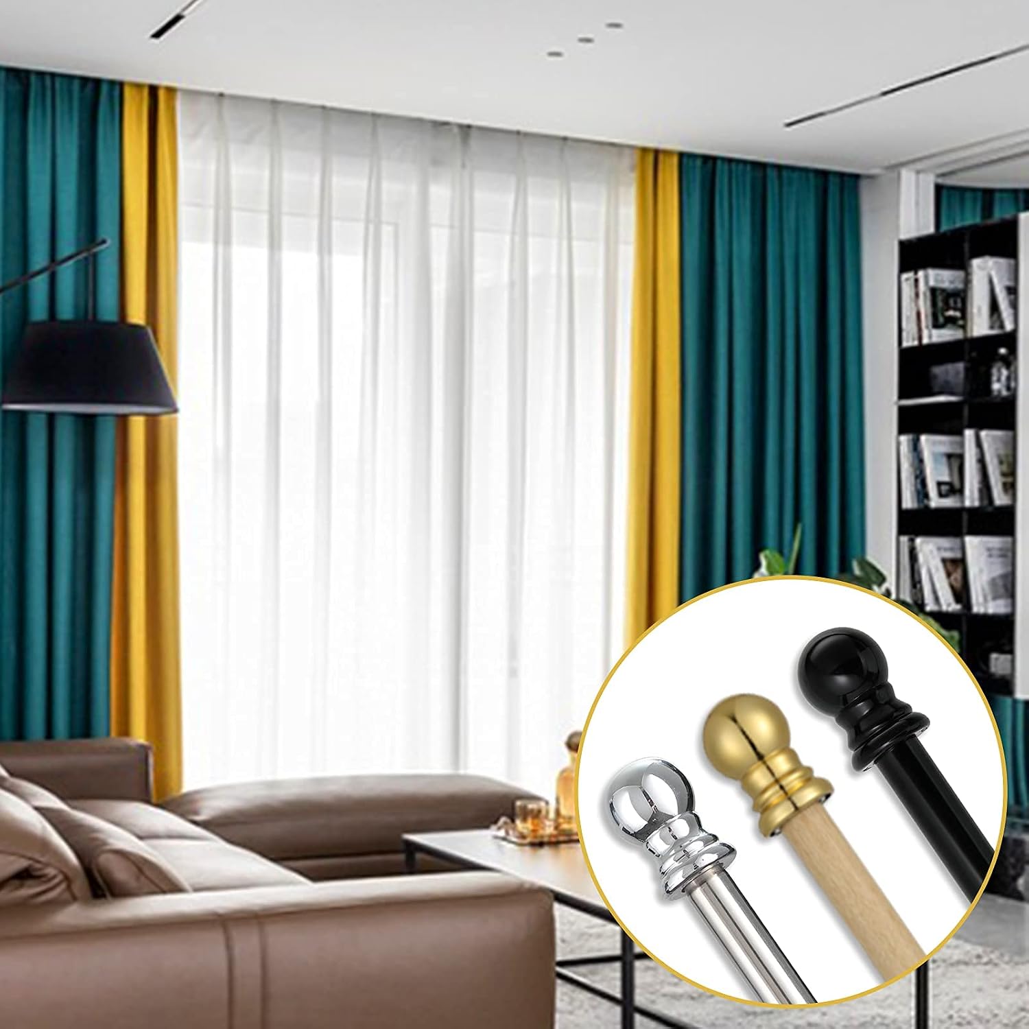 Curtain Rods for windows,1" Diameter Curtain Rod, 30-87" Standard Decorative Window Curtain Rod Set with Brackets for bathroom Kitchen Bedroom Window, Black