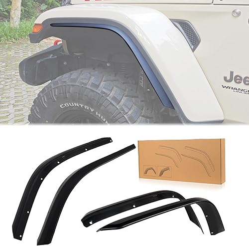 Guardabarros delanteros y traseros compatibles con Jeep Wrangler JL y JLU Unlimited Rubicon 2018-2023, 4 piezas