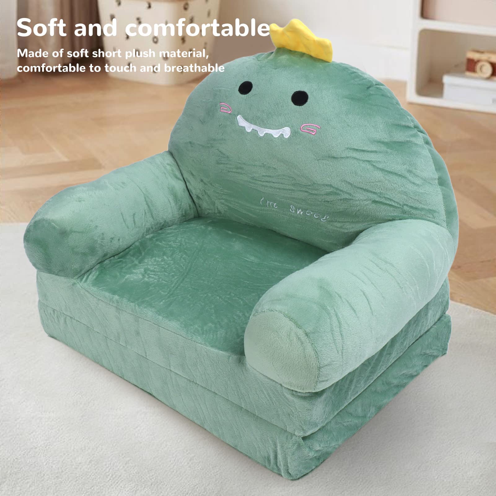 Składana Sofa Dziecięca Miękka Wygodna Sofa Dinozaur dla Małych Dzieci Dom, Materiał Gąbkowy (2 poziom)