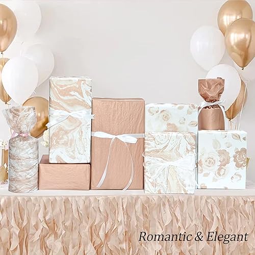Miniatura 3 de 30 hojas de papel de seda de oro rosa para bolsas de regalo, papel de seda romántico de mármol rosa metálico a granel para fiestas de cumpleaños,