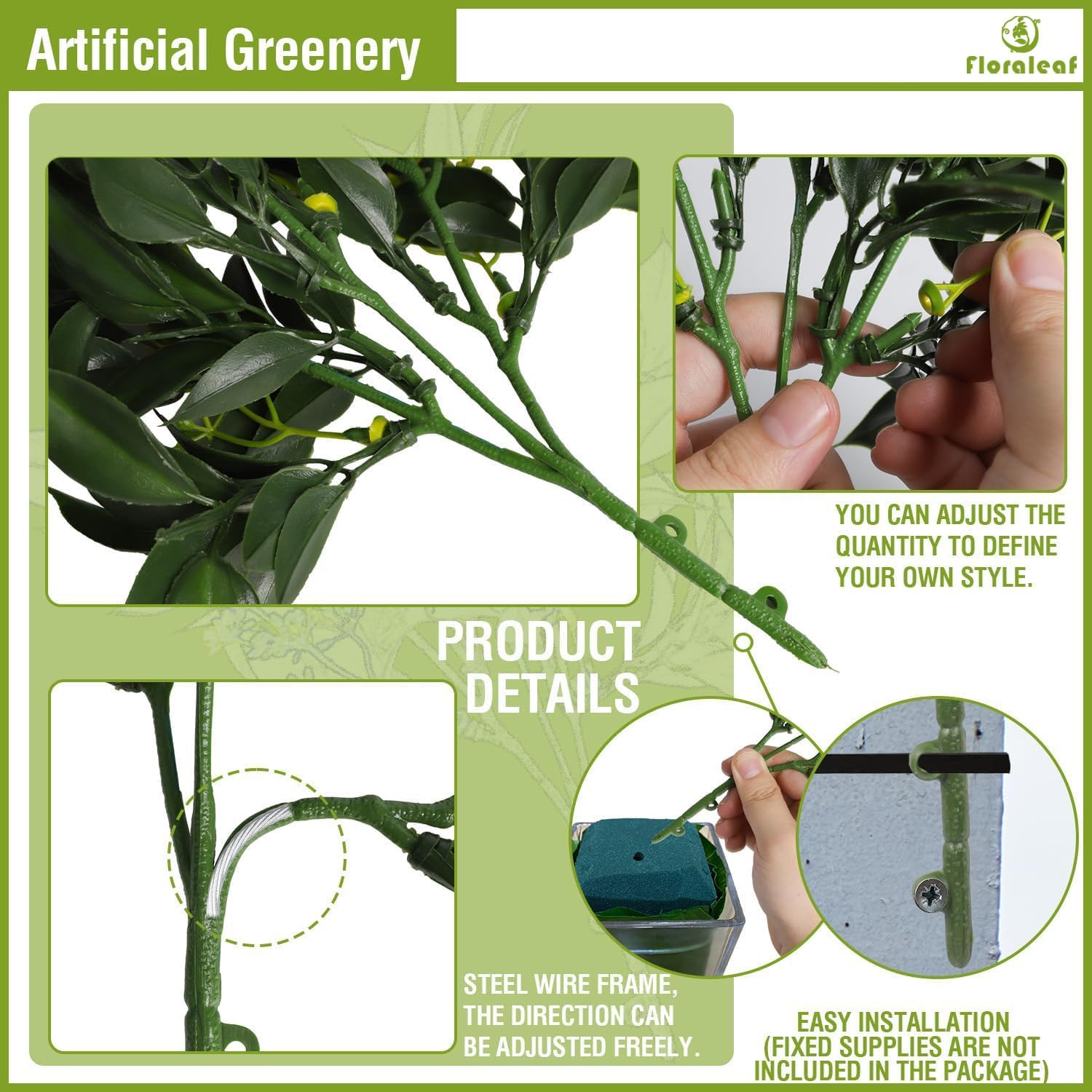 2 PCS Artificial Plants Fake Bushes Plastic Shrubs Flowers for Indoor and Outdoor Wall Decoration Such as Office Balcony Courtyard，Green