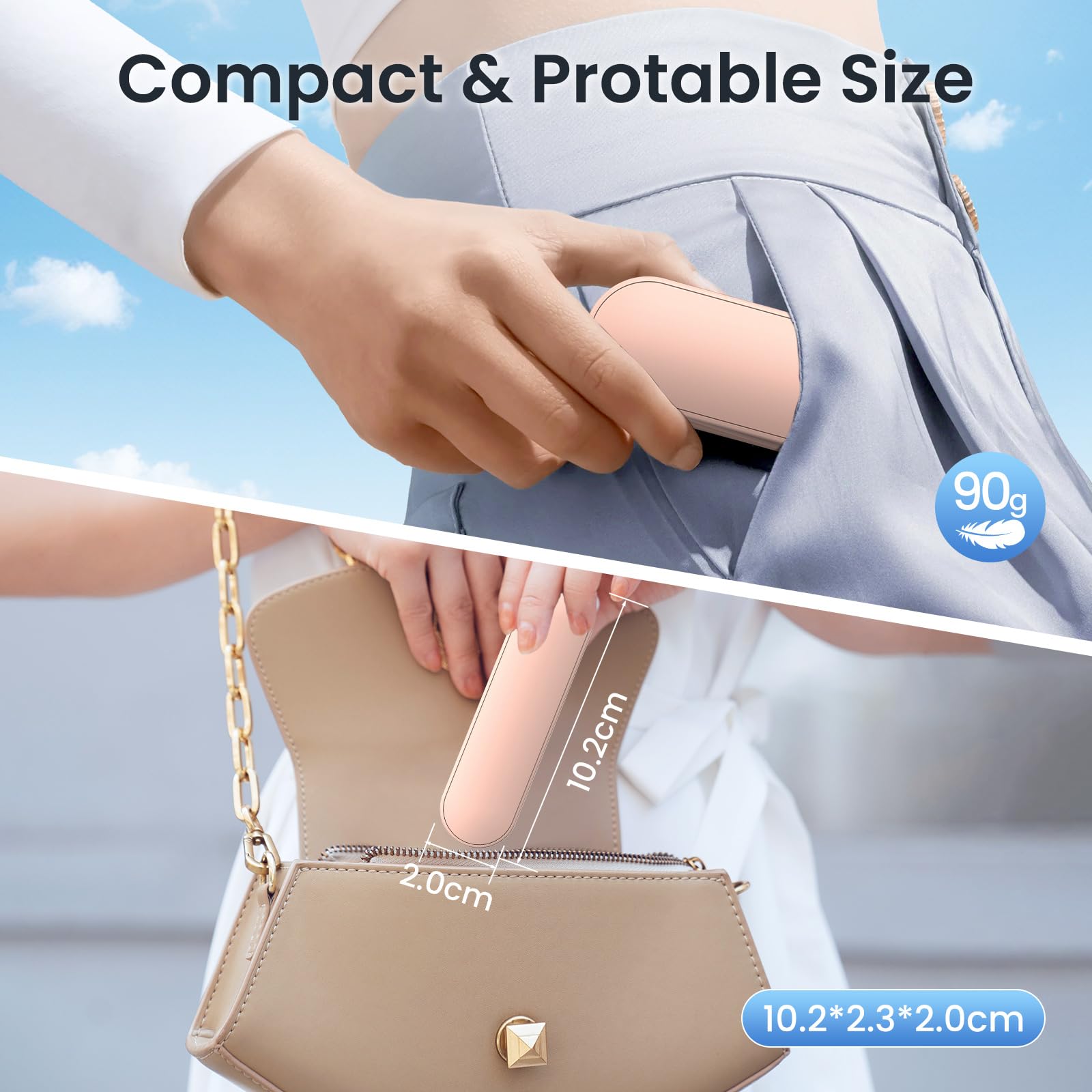 Mini Ventilatore Portatile, Ventilatore USB Ricaricabile, Max 14ore Ventilatore da Tavolo Pieghevole, Ventilatore Silenzioso e Potente, Ventilatore da Scrivania per Viaggi, Ufficio, Campeggio, Regalo