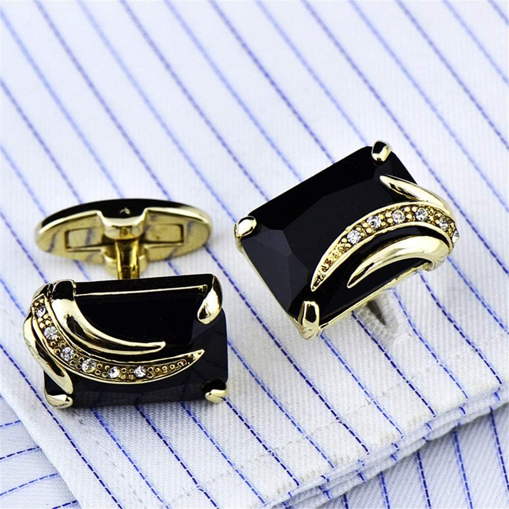 Amazon | HAWSON メンズ カフスボタン チェーン付き - ストーンとシャイニーゴールドトーンシャツアクセサリー -  若い男性へのパーティー ギフト (クリスタル) | カフス 通販 HAWSON カフスボタンとスタッズ ギフトボックス付き  ゴールドまたはシルバートーンの ... メンズ カフス メンズブラックジルコン宝石カフスクリスタルスタッズカフリンクスアクセサリー シャツカフリンクス