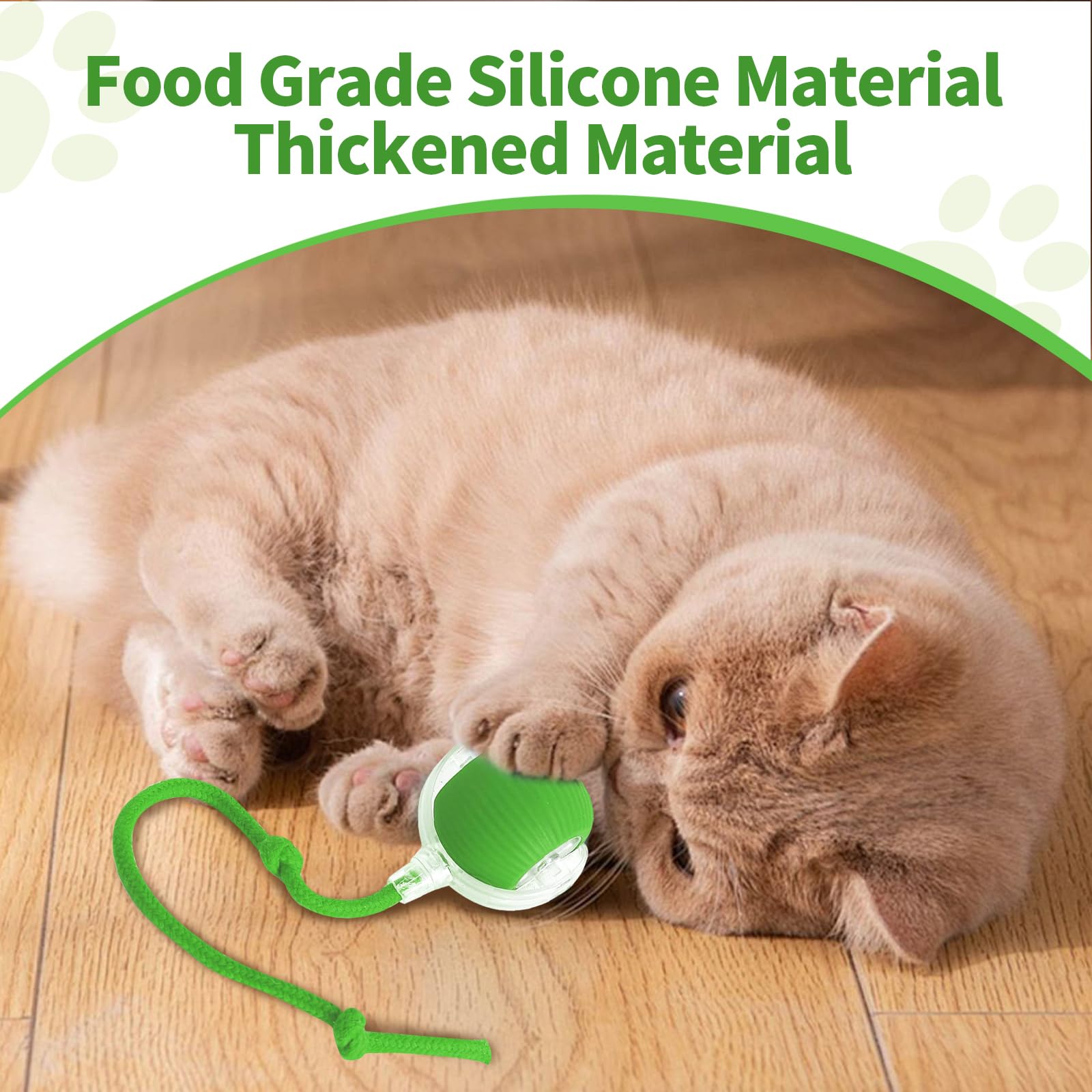 Poxtedsr Smart Interactive Pet Toy Ball, Self Rolling Dog Ball Interactive Cat Toys, 360° Smart Automatic Rolling Ball Toy for Dogs Cats Indoor Outdoor Play (Green) 1pcs