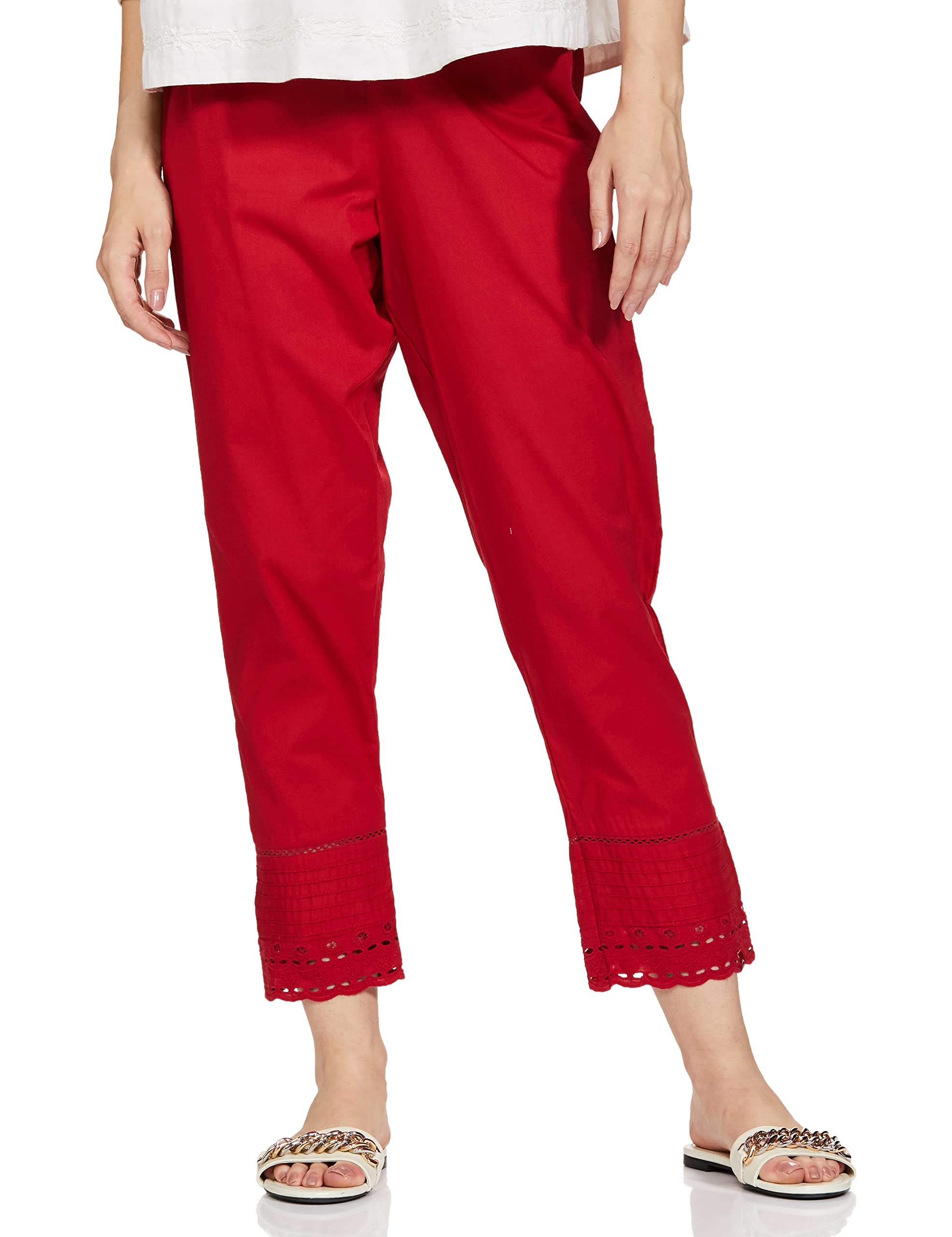 biba Women Fitted Mid Rise Cotton Solid Pant-picture-40