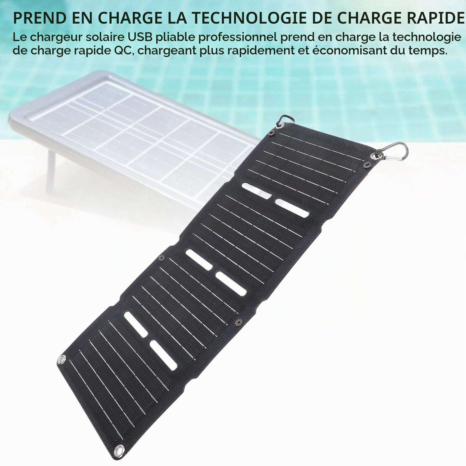 SIXRUN 40W Panneau Solaire USB Pliable avec PD60W 5V USB A pour Camping en Plein Air, Chargeur pour Téléphone et Tablette