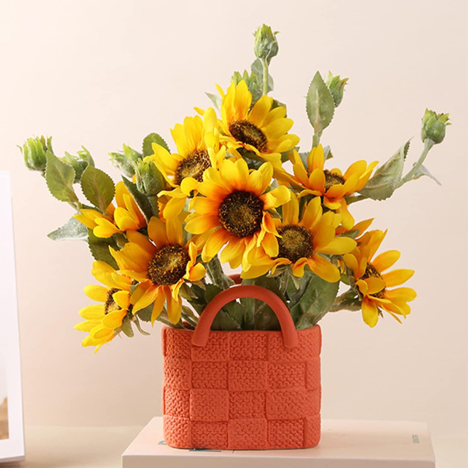 MINGZHE Creative Ceramic Vase, Orange Fashion Flower Vase for Home Decor, Handbag Shape Collection Creative Floral Vase, Flower Arrangement Decoration Props(#4)