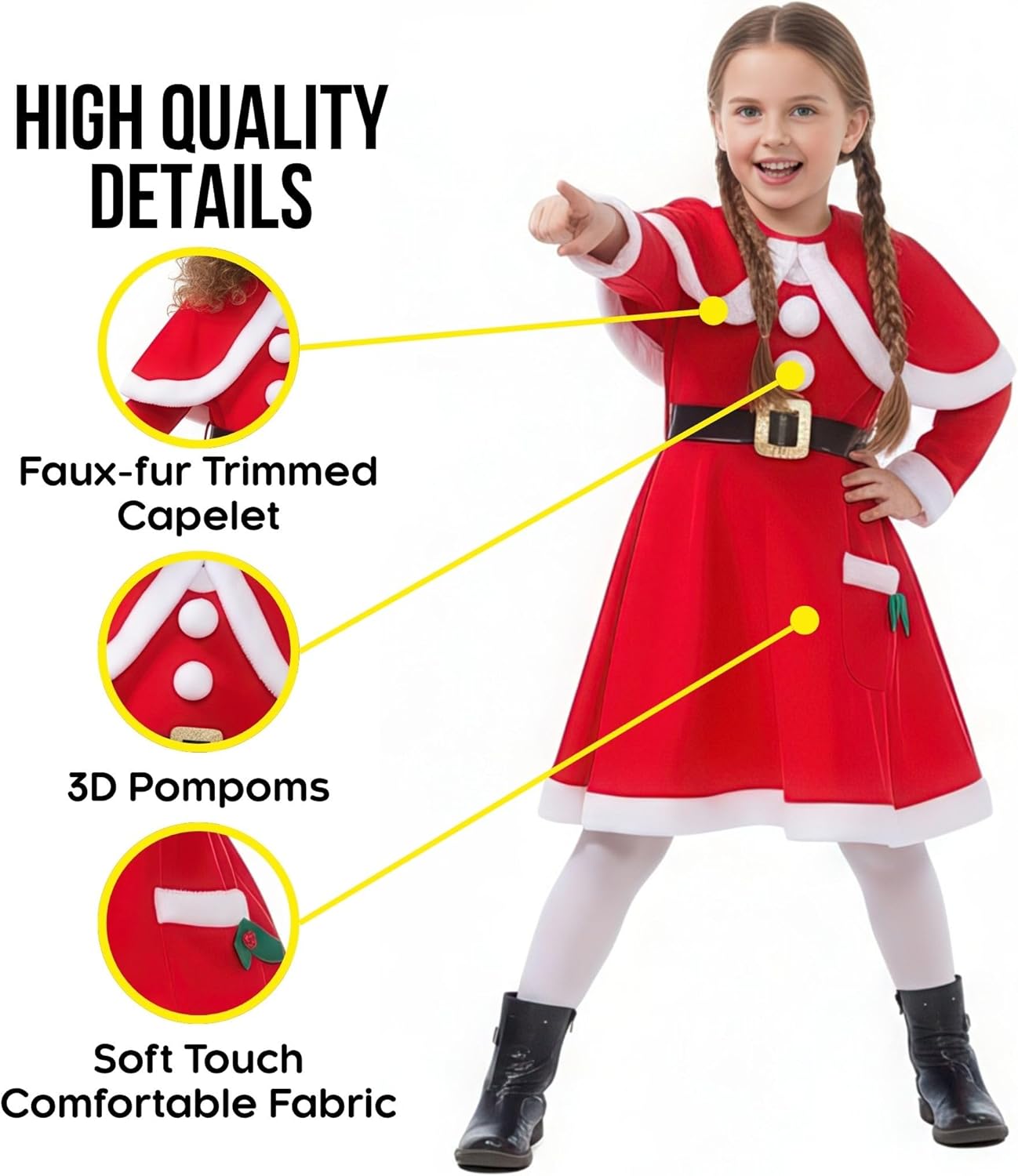 Morph Kids Santa Costume, Girls Santa Costume, Christmas Costumes for Girls, Christmas Costumes for Kids - Image 3