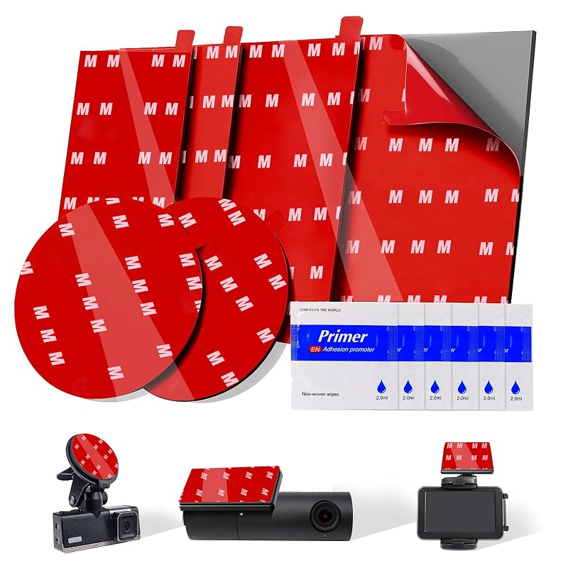 Kit com 6 Pads Adesivos Dupla Face para Câmera Veicular Monsensiy RM, Fita VHB Vermelha Resistente ao Calor