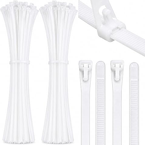 Dicunoy 200 Pack Reusable Zip Ties, 18" White Cable Wire...